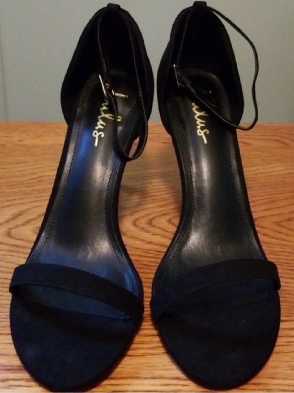 NEW Lulu's Black Ankle-Strap Stiletto Sandals